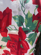 Upcycled vintage red rose cotton tablecloth set