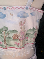 Upcycled vintage bunny garden print cotton tablecloth set
