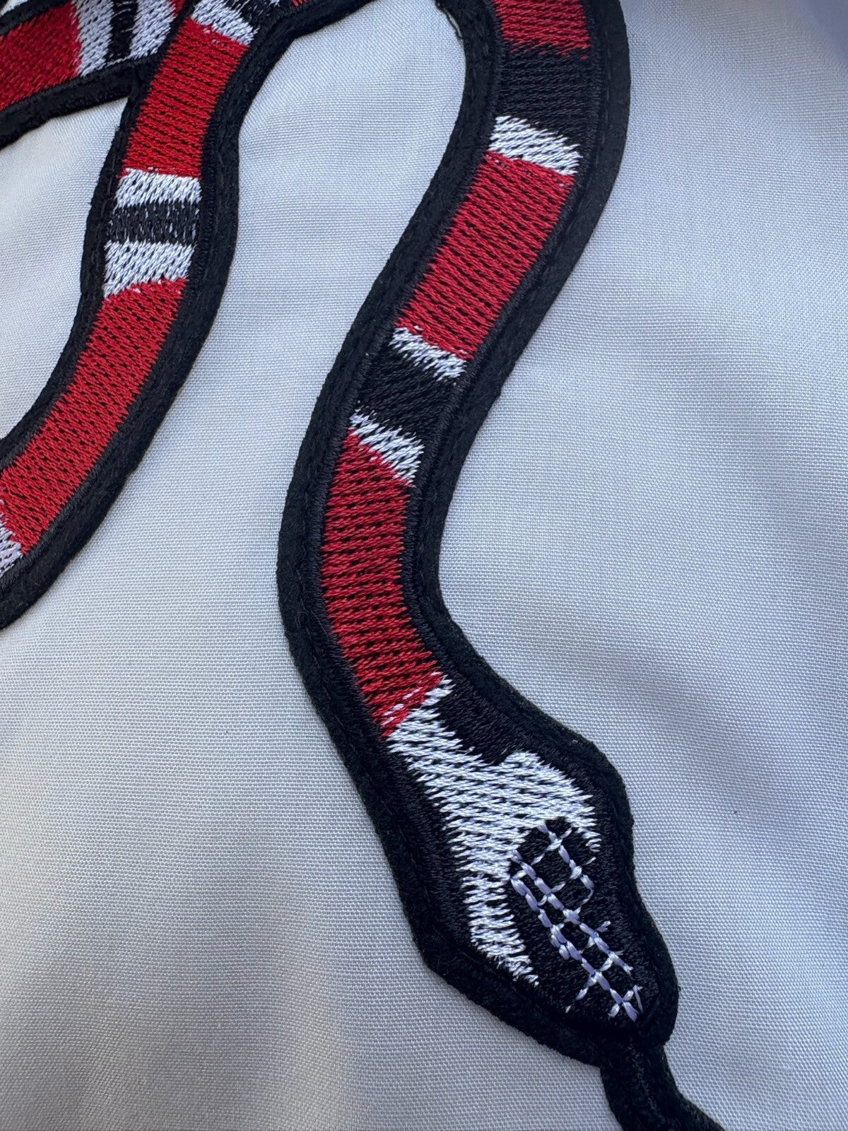 Upcycled cropped men's dress shirt - snake