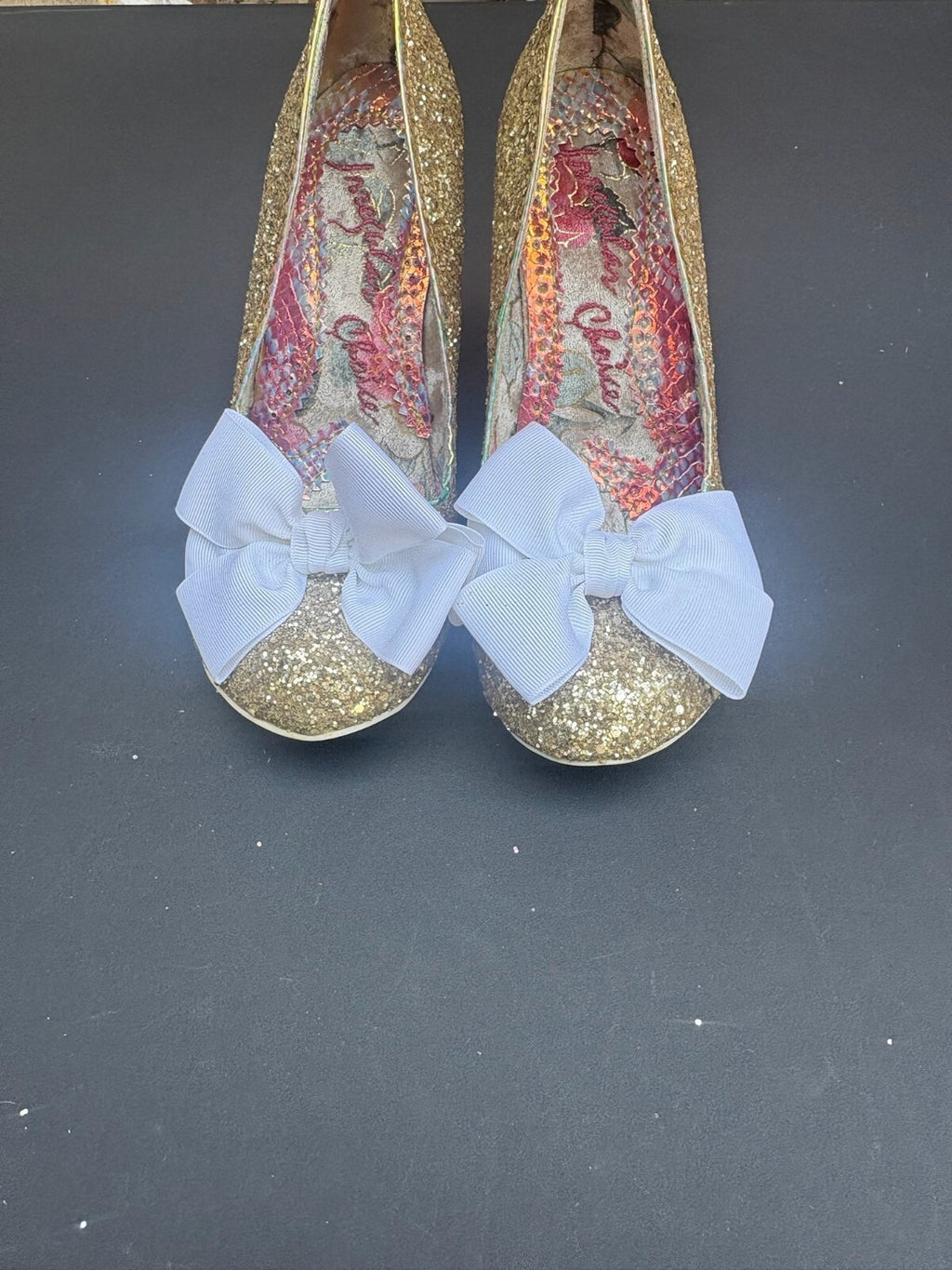 Irregular Choice NWB Gold Glitter Wedding Heels