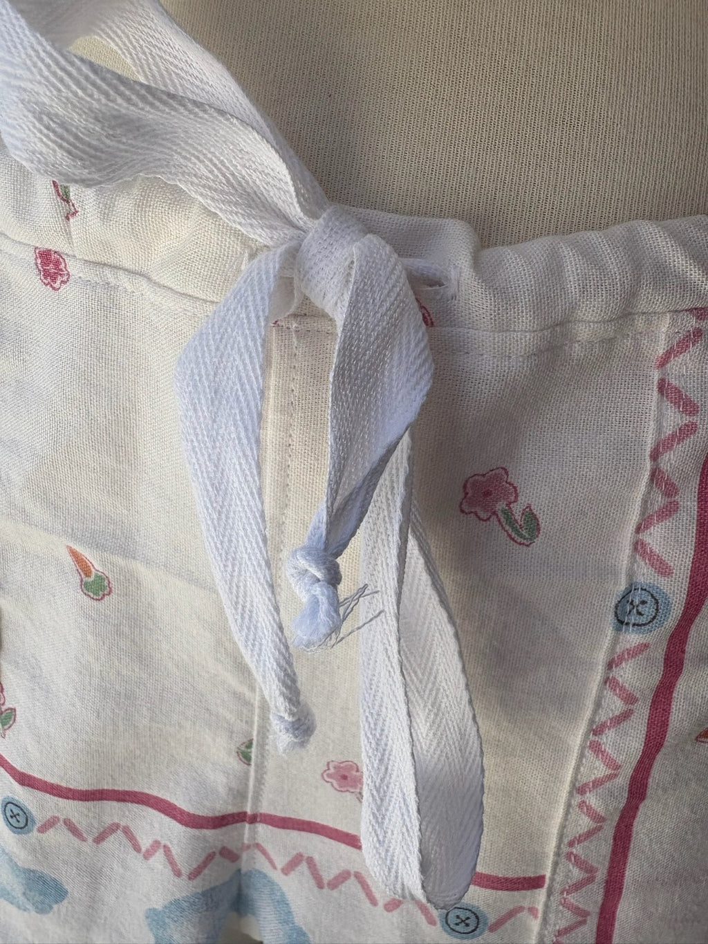 Upcycled vintage bunny garden print cotton tablecloth set