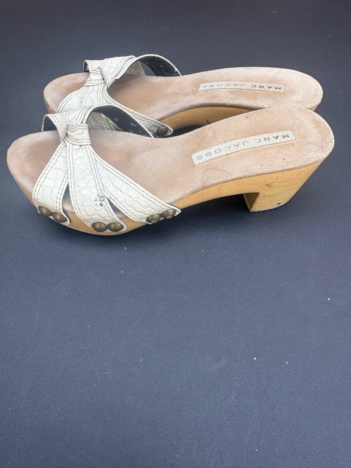 Marc Jacobs	vintage Y2K white leather studded mules