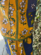 Upcycled lemon print dinner napkin set