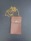 Coach EUC Brown Leather Phone Crossbody Bag with Gold Chain