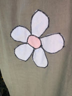 Upcycled chambray shirt dress daisy ladybug appliqué