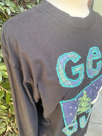 Upcycled Get Out appliqué long sleeve t-shirt