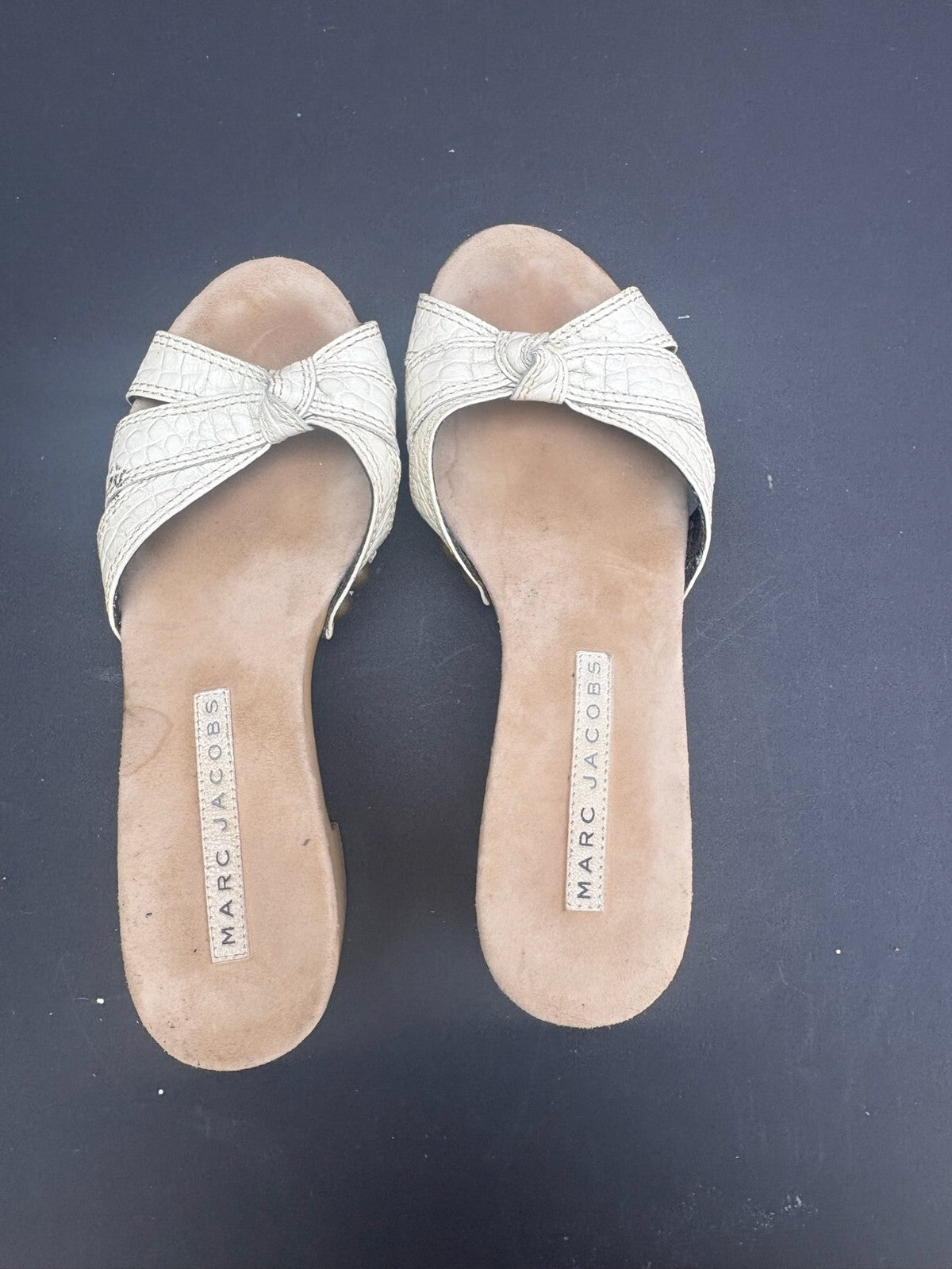 Marc Jacobs	vintage Y2K white leather studded mules