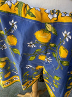 Upcycled lemon print dinner napkin set