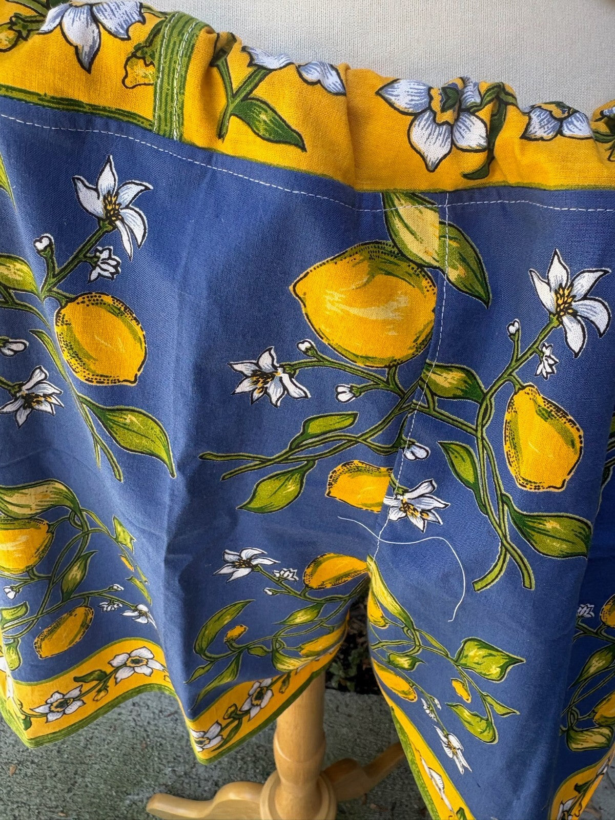 Upcycled lemon print dinner napkin set