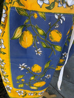 Upcycled lemon print dinner napkin set