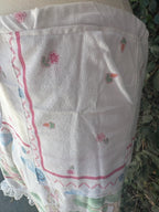 Upcycled vintage bunny garden print cotton tablecloth set