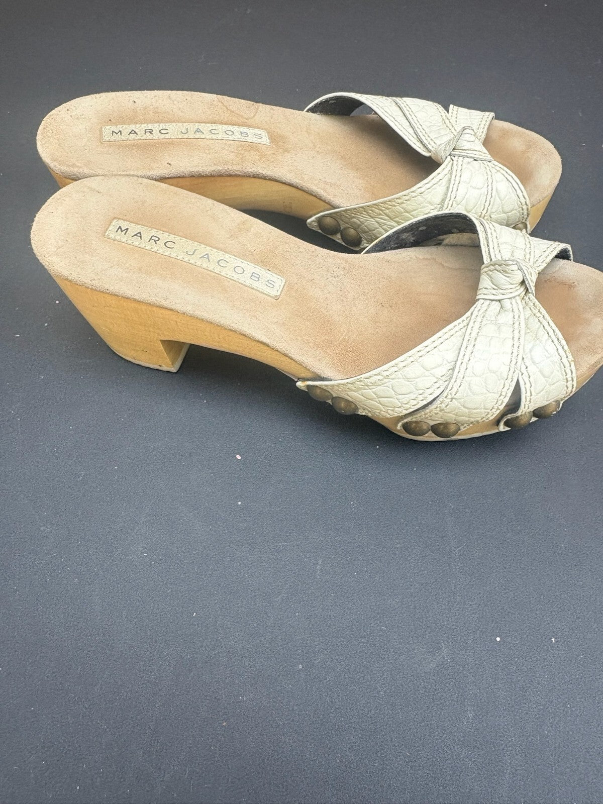 Marc Jacobs	vintage Y2K white leather studded mules