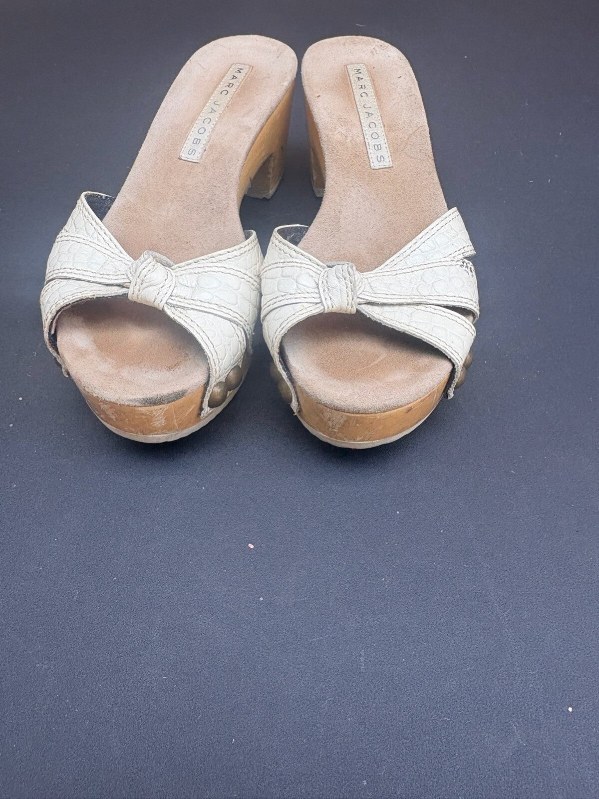 Marc Jacobs	vintage Y2K white leather studded mules