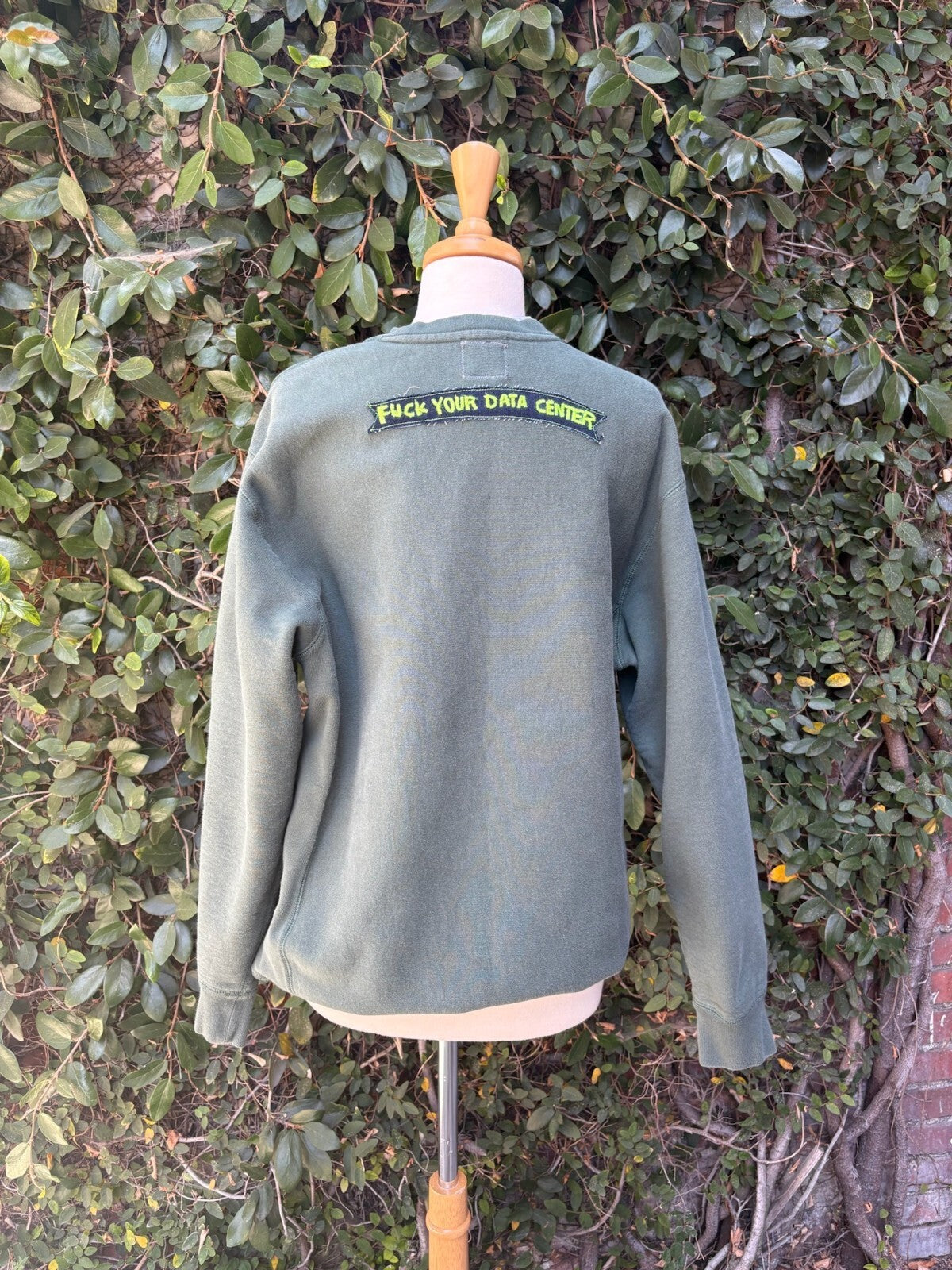 Upcycled AI Could Never... crewneck sweatshirt appliqué