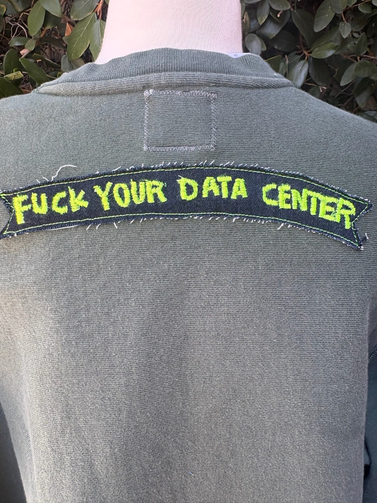 Upcycled AI Could Never... crewneck sweatshirt appliqué