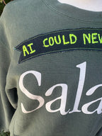 Upcycled AI Could Never... crewneck sweatshirt appliqué