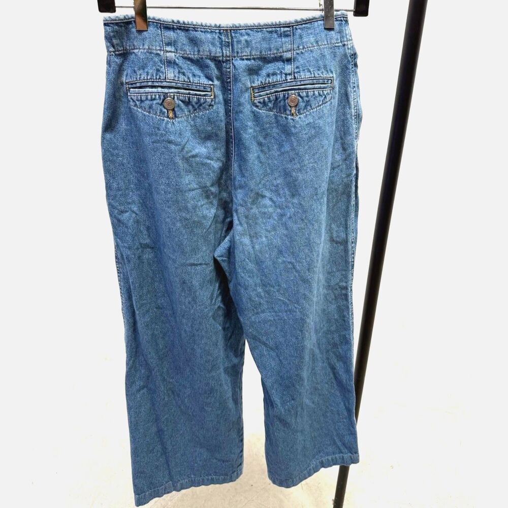Liz Wear vintage pleated cropped medium wash deck pant