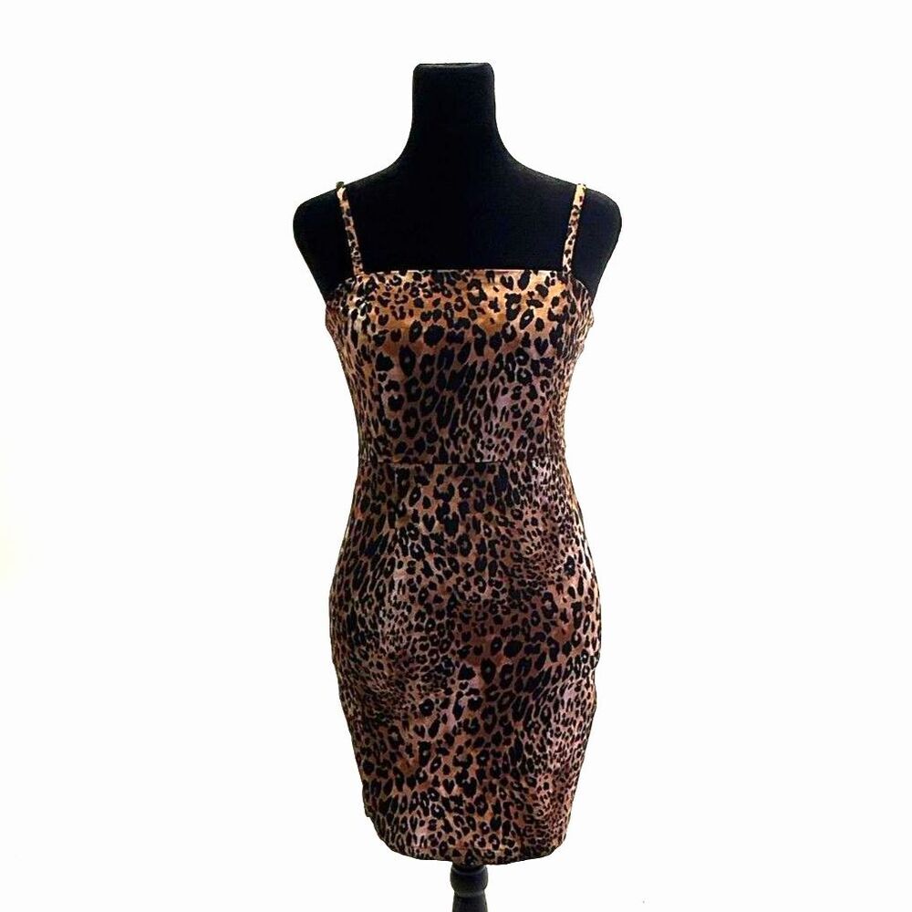 Forever 21 strappy cheetah print body con mini dress