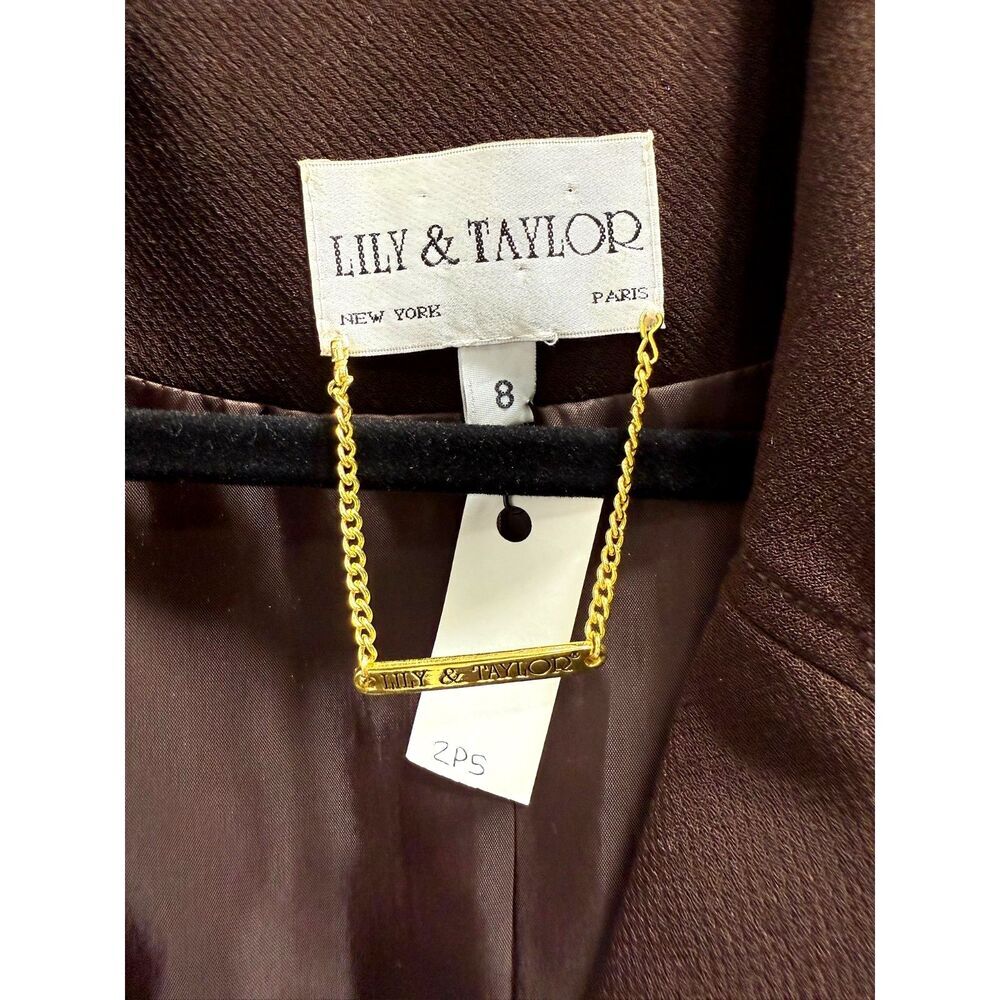 Lily & Taylor Vintage Made in USA brown embellished skirt suit set