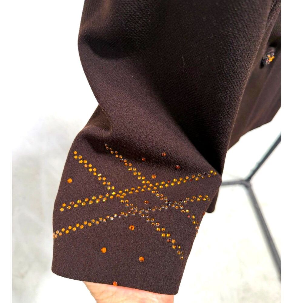 Lily & Taylor Vintage Made in USA brown embellished skirt suit set