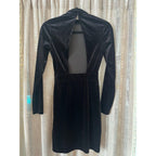 Vintage velvet open back mock long sleeve cocktail dress