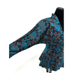 All That Jazz 90s black button up peplum blazer with teal paisley print