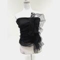 & Other Stories black sheer mesh tube top with frill detail