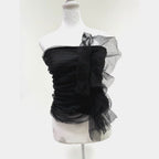 & Other Stories black sheer mesh tube top with frill detail