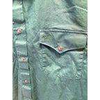 White Horse vintage forest green long sleeve pearl snap