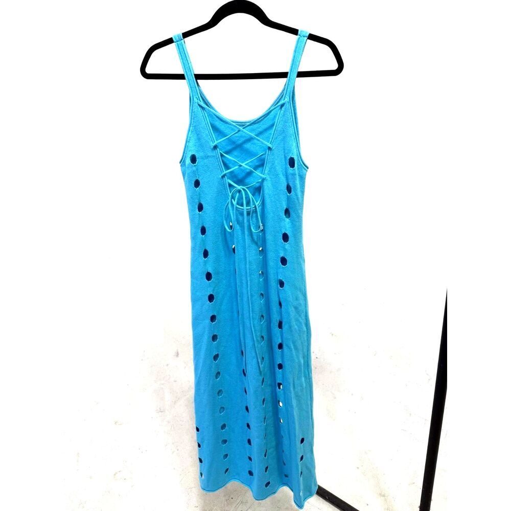 House of Sunny canopy knit midi sleeveless dress sky blue