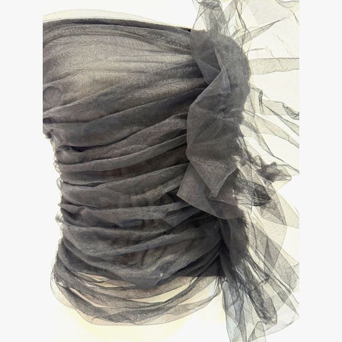 & Other Stories black sheer mesh tube top with frill detail