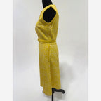 Nelly DeGrab NY vintage 60s yellow woven a-line knee length dress with belt