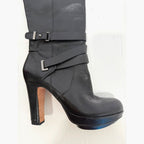 BCBG Mandy boot - Leather knee-high Moto Boots With Rubber Heel Cap