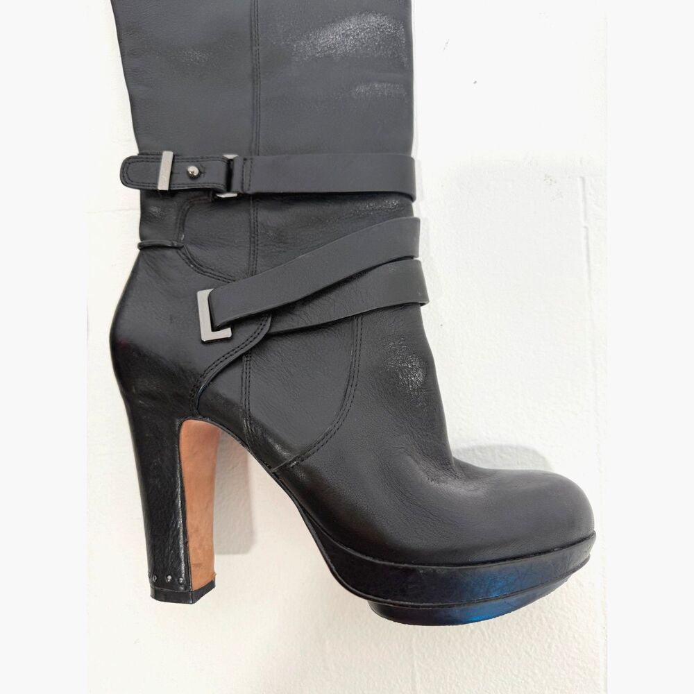 BCBG Mandy boot - Leather knee-high Moto Boots With Rubber Heel Cap