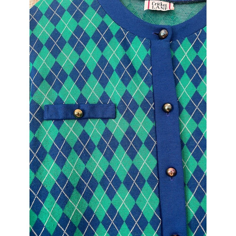 Vintage Cricket Lane Argyle Golf Cardigan Sweater