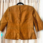 Luigina copper pleated detail 3/4 sleeve blazer