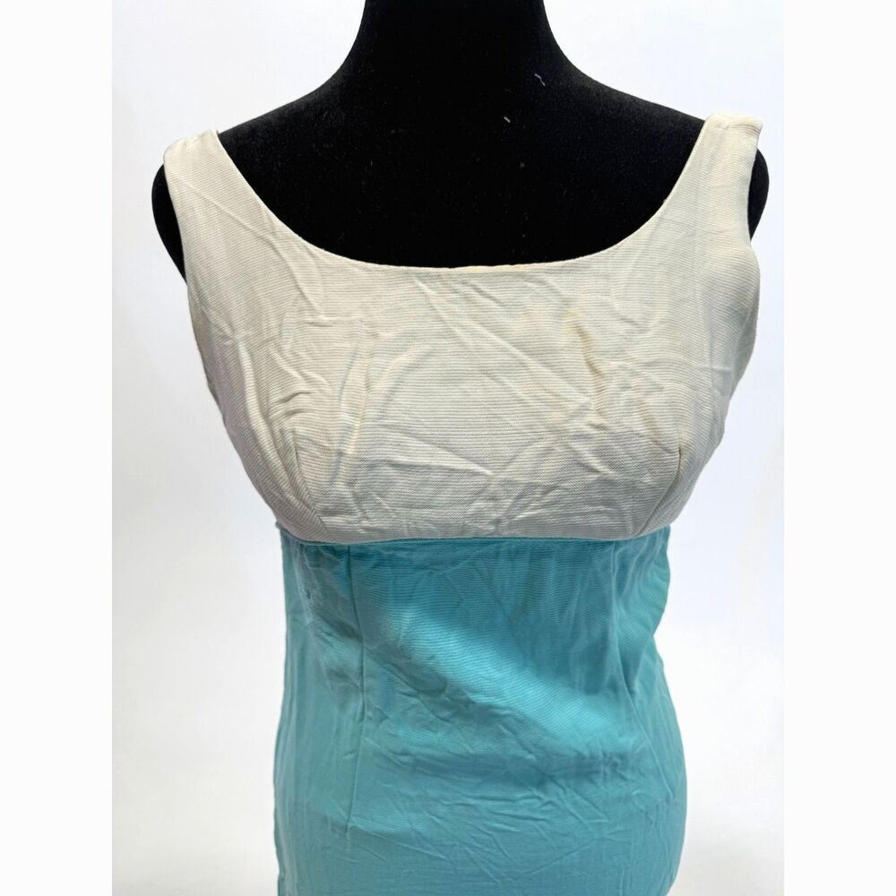 vintage 1960s occasion wear maxi, light blue and cream top lace detail