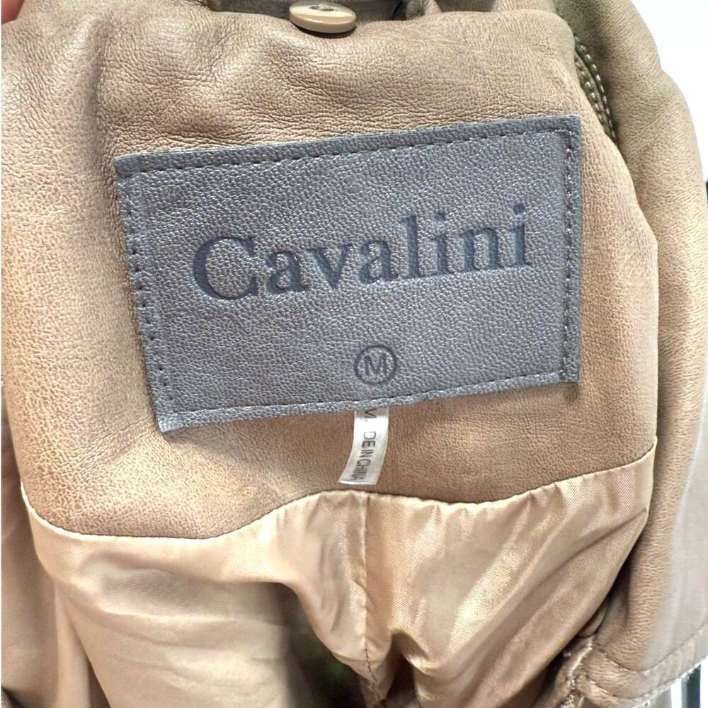 Cavalini Taupe pleather trench coat with faux fur collar