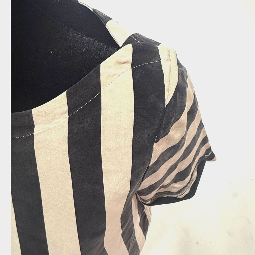 BCBGMAXAZRIA black & white vertical stripe mini shift dress