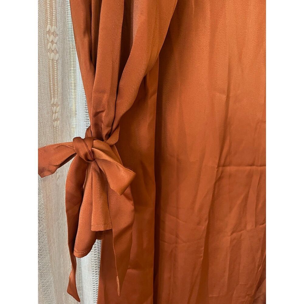 Nap	NWT Rust satin loungewear long sleeve midi dress / night gown