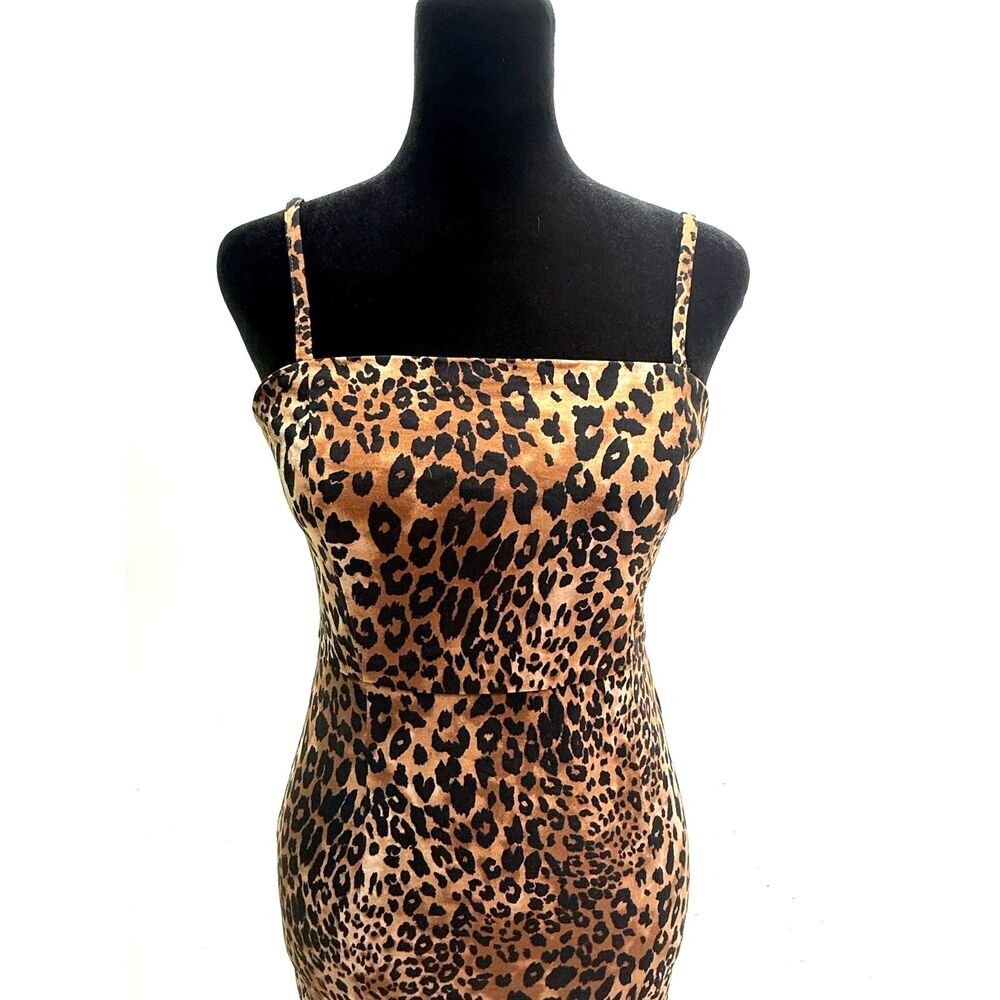 Forever 21 strappy cheetah print body con mini dress