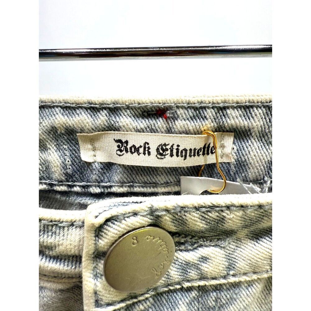 Rock Etiquette distressed denim mini skirt, light wash