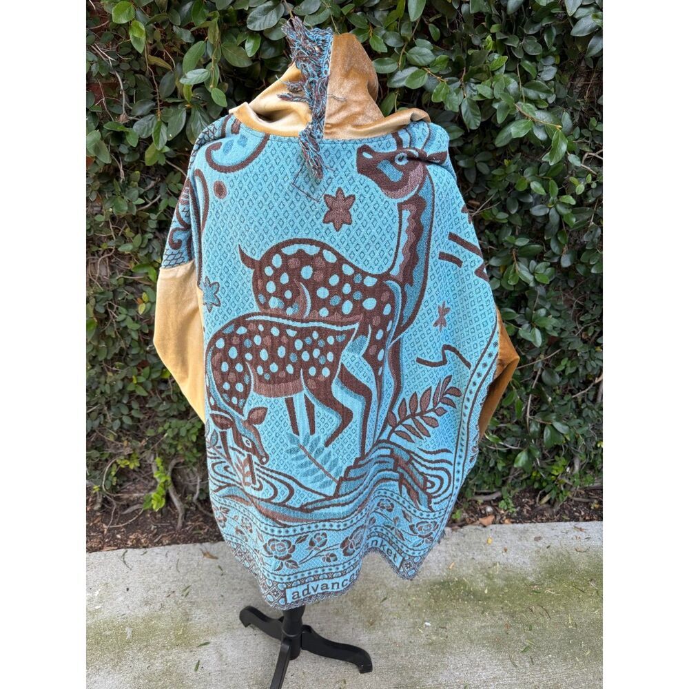 Upcycled Blanket & Curtain Hoodie - Deer Blanket