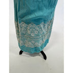 vintage 1960s occasion wear maxi, light blue and cream top lace detail
