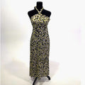 & Other Stories neon yellow black and white floral halter midi dress