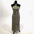 & Other Stories neon yellow black and white floral halter midi dress