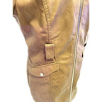 Cavalini Taupe pleather trench coat with faux fur collar