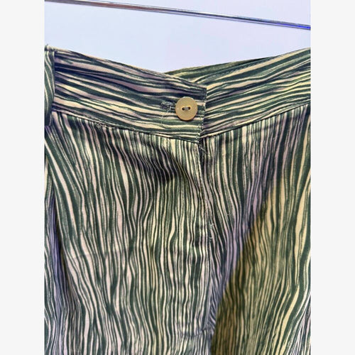 DeVille green & cream stripe print culotte skimmer shorts