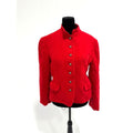 vintage red wool mandarin collar blazer w/ silver buttons