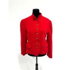 vintage red wool mandarin collar blazer w/ silver buttons
